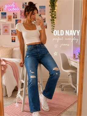 Old Navy Mid-Rise Power Slim Straight Jeans – Women’s Size 6 Petite